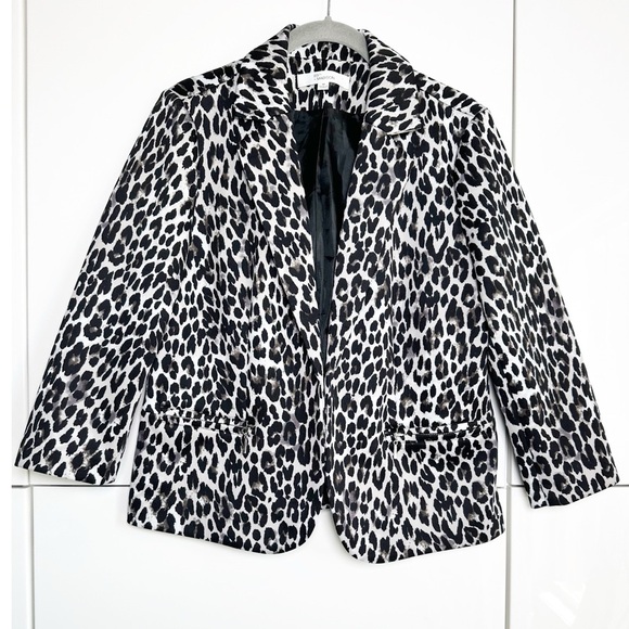 89th + Madison Leopard Print Blazer Jacket Size Medium 3/4 Sleeve Mob Wife - Picture 1 of 8